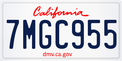 CA license plate 7MGC955