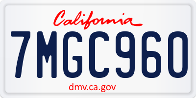 CA license plate 7MGC960
