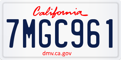 CA license plate 7MGC961