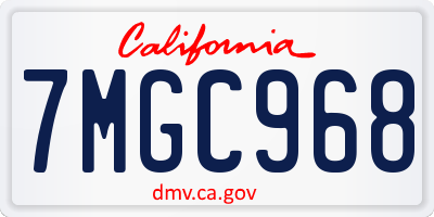 CA license plate 7MGC968