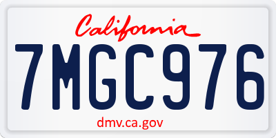 CA license plate 7MGC976
