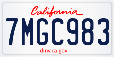 CA license plate 7MGC983