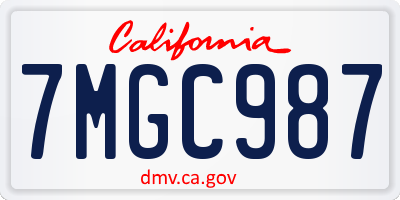 CA license plate 7MGC987