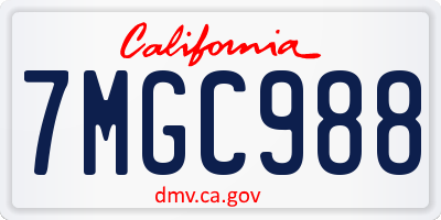 CA license plate 7MGC988