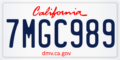 CA license plate 7MGC989