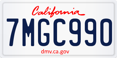 CA license plate 7MGC990