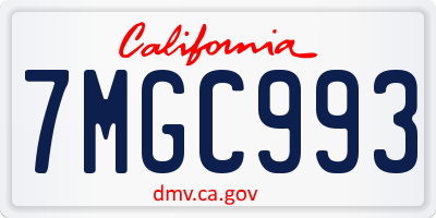CA license plate 7MGC993