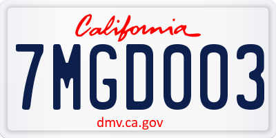 CA license plate 7MGD003