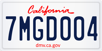 CA license plate 7MGD004