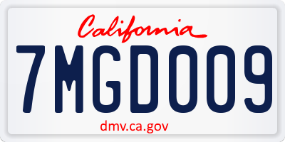 CA license plate 7MGD009