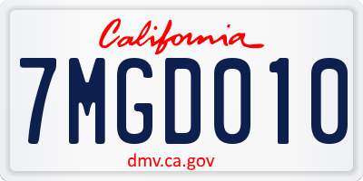 CA license plate 7MGD010