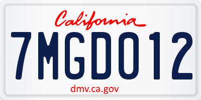 CA license plate 7MGD012