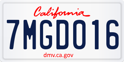 CA license plate 7MGD016