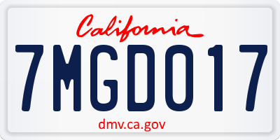 CA license plate 7MGD017