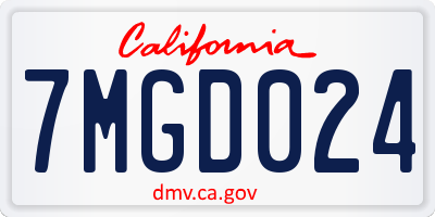 CA license plate 7MGD024