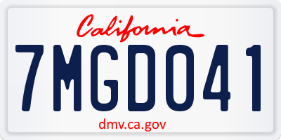 CA license plate 7MGD041