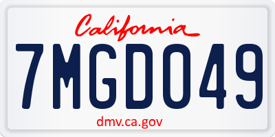 CA license plate 7MGD049
