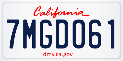 CA license plate 7MGD061