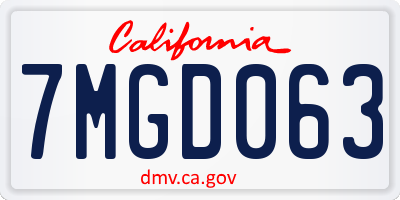 CA license plate 7MGD063
