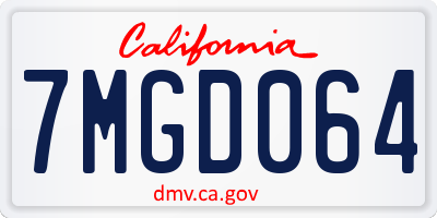 CA license plate 7MGD064