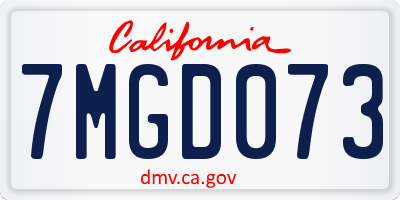 CA license plate 7MGD073