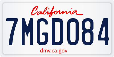 CA license plate 7MGD084