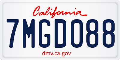 CA license plate 7MGD088