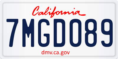 CA license plate 7MGD089