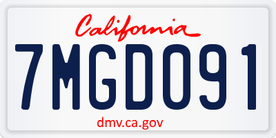 CA license plate 7MGD091