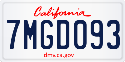 CA license plate 7MGD093