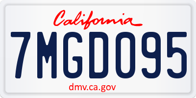 CA license plate 7MGD095