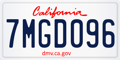 CA license plate 7MGD096