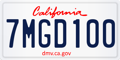 CA license plate 7MGD100