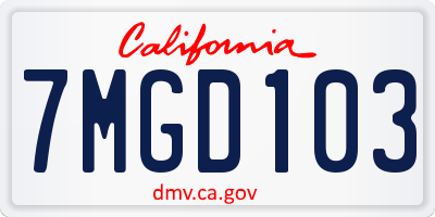 CA license plate 7MGD103