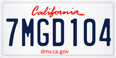 CA license plate 7MGD104