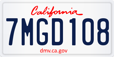 CA license plate 7MGD108