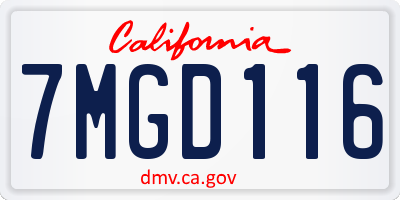 CA license plate 7MGD116