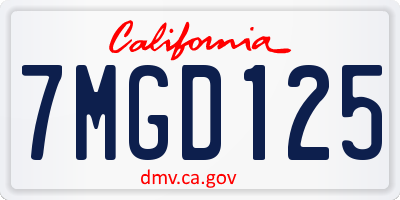 CA license plate 7MGD125
