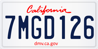 CA license plate 7MGD126