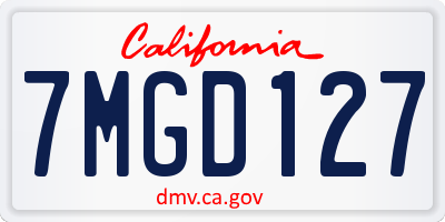 CA license plate 7MGD127