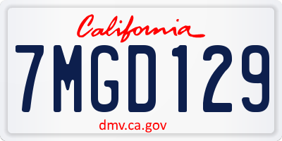 CA license plate 7MGD129