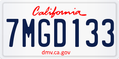 CA license plate 7MGD133