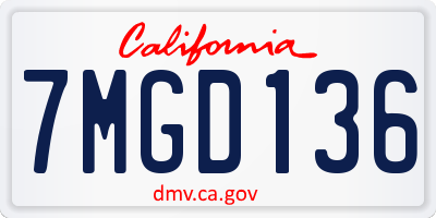 CA license plate 7MGD136