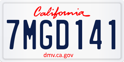 CA license plate 7MGD141