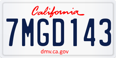 CA license plate 7MGD143