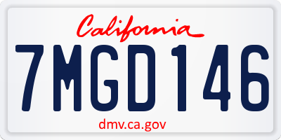 CA license plate 7MGD146