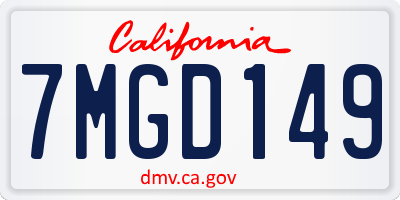 CA license plate 7MGD149