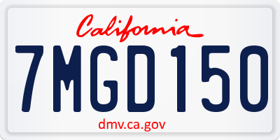 CA license plate 7MGD150