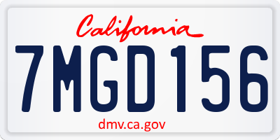CA license plate 7MGD156