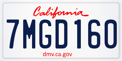CA license plate 7MGD160